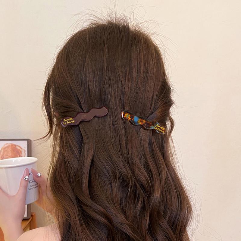 2Pcs New Y2K Wave Acetic Hairpins for Women Sweet Hair Decorate Side Hair Clips Barrettes Elegent Hair Accessories Daily Wear