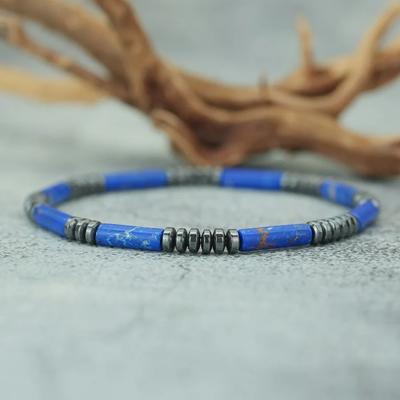 Bracciale Unisex Ematite Pietra Imperatore Irregolare Perline Gioielli Fatto a Mano Elastico Minimalista Energia Regalo per Uomini Donne