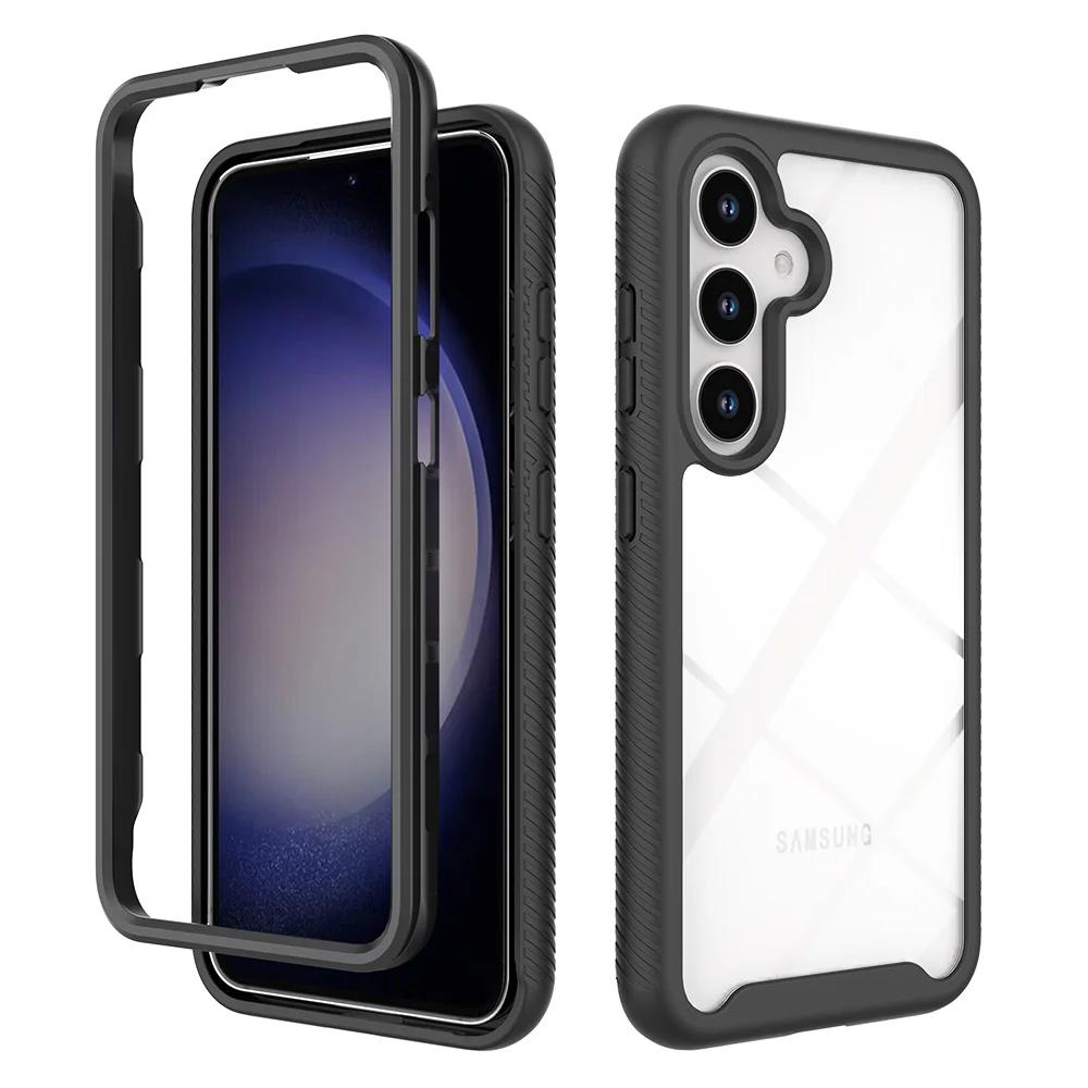 

Hybrid Armor Cover TPU/PC Sky Case For Samsung Galaxy S24 Plus S24+ S24Ultra Funda Capa Two Layer Shockproof Clear Shell Rugged for Galaxy S24&No front film чёрный