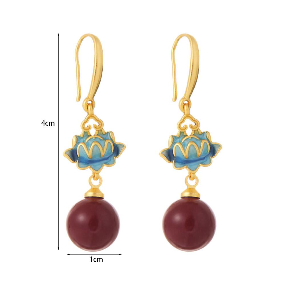 Enamel Chinese Earrings Personalized Vintage Earrings Exquisite Flower Earrings  Cheongsam