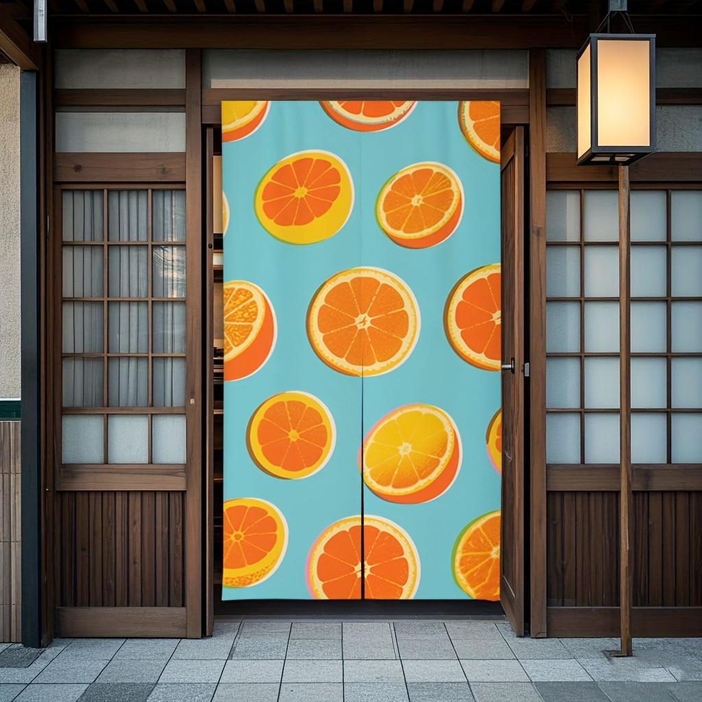 

2D Door Curtain, Fresh Orange Pattern Japanese Door Curtain | 280GSM Thick Artificial Linen | Storage Room/Cafe/Kitchen Privacy 65x100cm26x39in