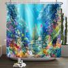 Underwater World Ocean Shower Curtain for Bathroom Seabed Animals Sea Turtle Dolphin Fish Waterproof Bathroom Curtain With Hooks