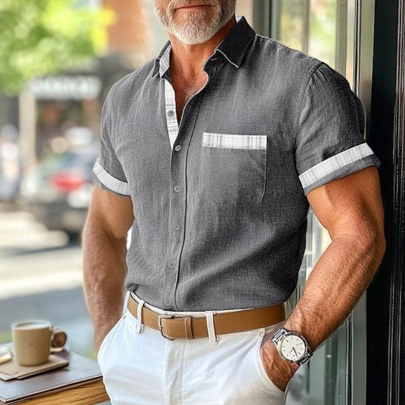 

Summer Hot Sale Men s Printed Short Sleeve Shirt Fashion Beach Casual Breathable Daily Top S сірий