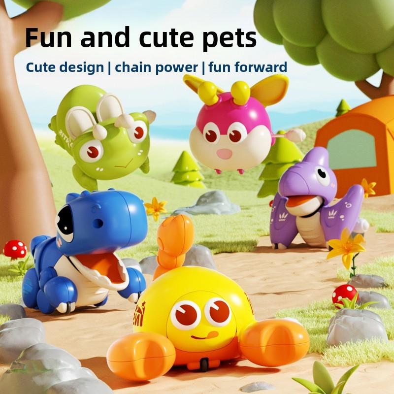 Dinosaur Crawl Toy With Chain Mechanism For Baby Development And Early Learning