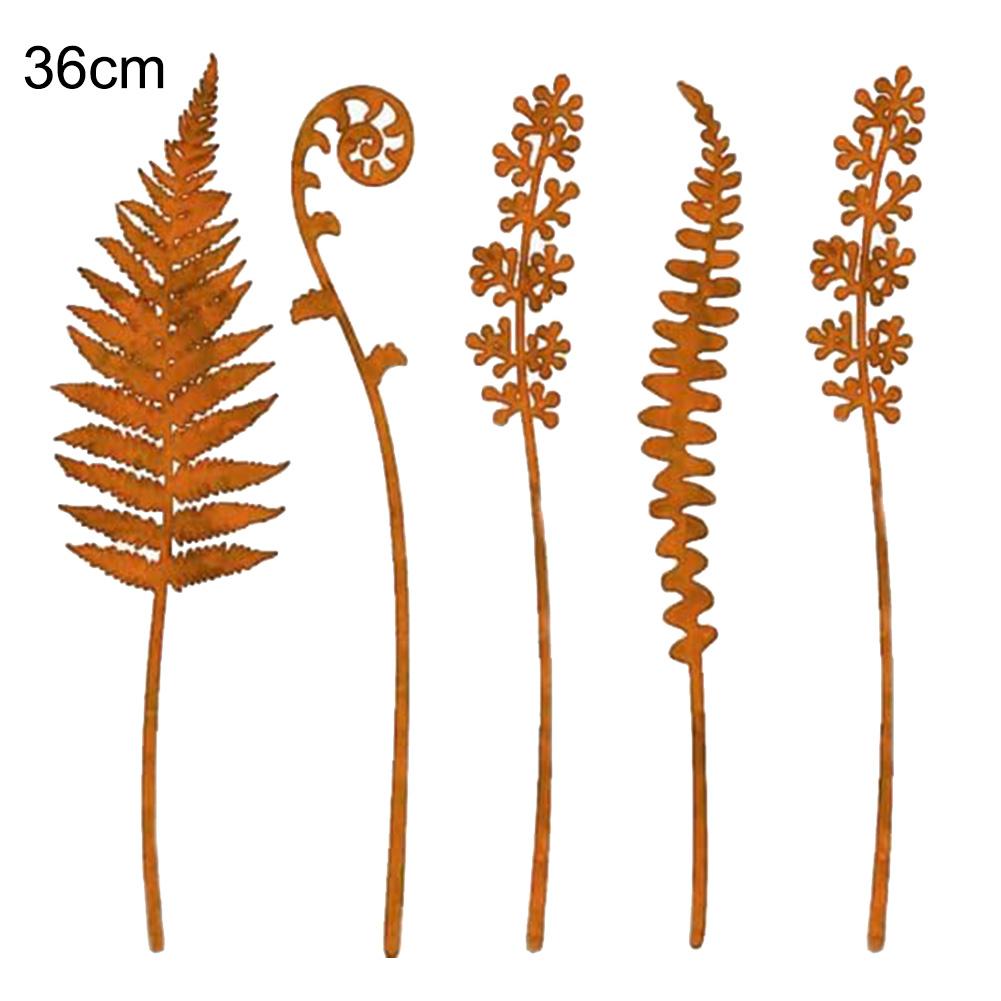 Vintage Metal Garden Stakes Set of 5 for Outdoor Use to Add Decorative Flair to Lawns Flower Beds Pathways and Porch Areas