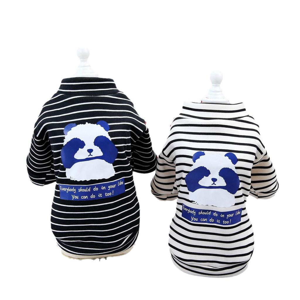 Striped Panda Dog Sweater for Autumn & Winter - Cozy Two-Legged Pet Clothing for Cats, Bichons, and Teddy Dogs