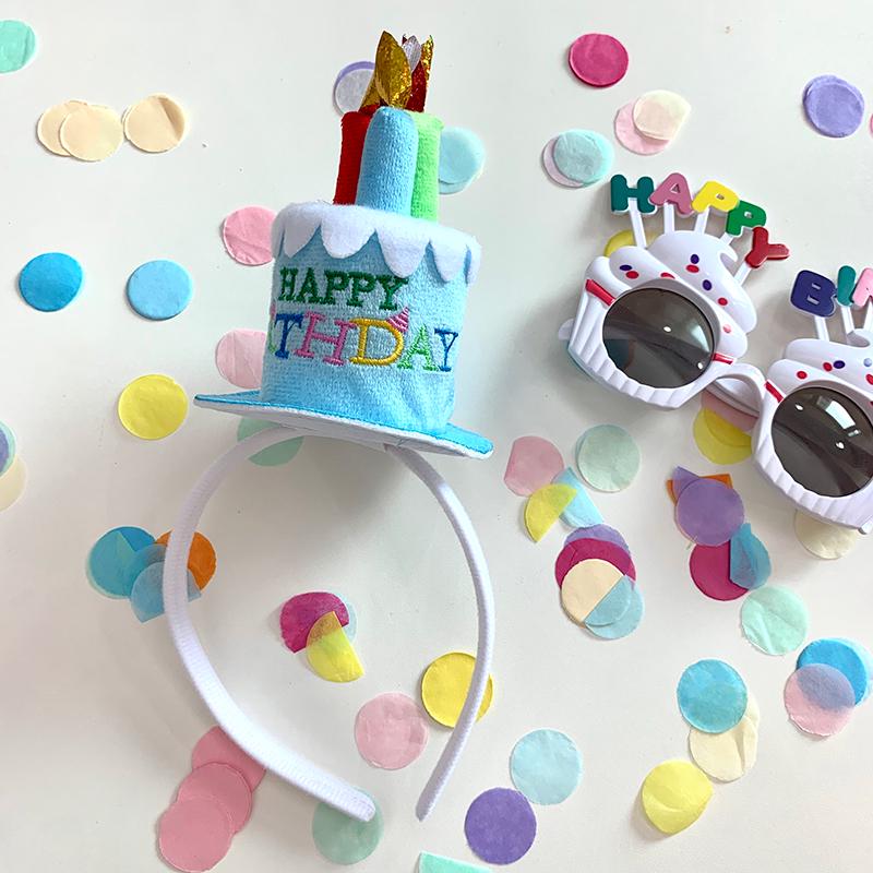 Birthday Cake Candle Headband and Hat for Baby and Pet Party Dress-Up, Holiday Photo Props