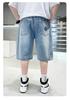 Pantaloncini di jeans sottili estivi per ragazzi 2026: Pantaloni Corti Trendy Casual per Bambini di Taglia Media e Grande