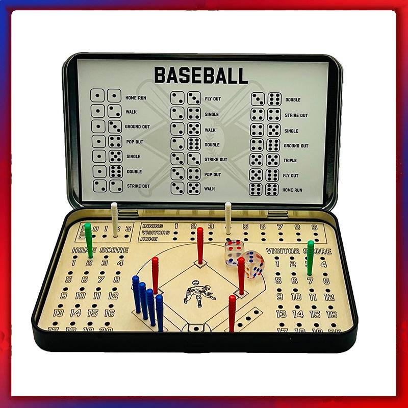 Reise-Brettspiele Tragbares Holz-Baseball-Reisespiel Interaktives Brettspiel Fußball-Knöchelwürfel Fußball Blechdose Tischspiel