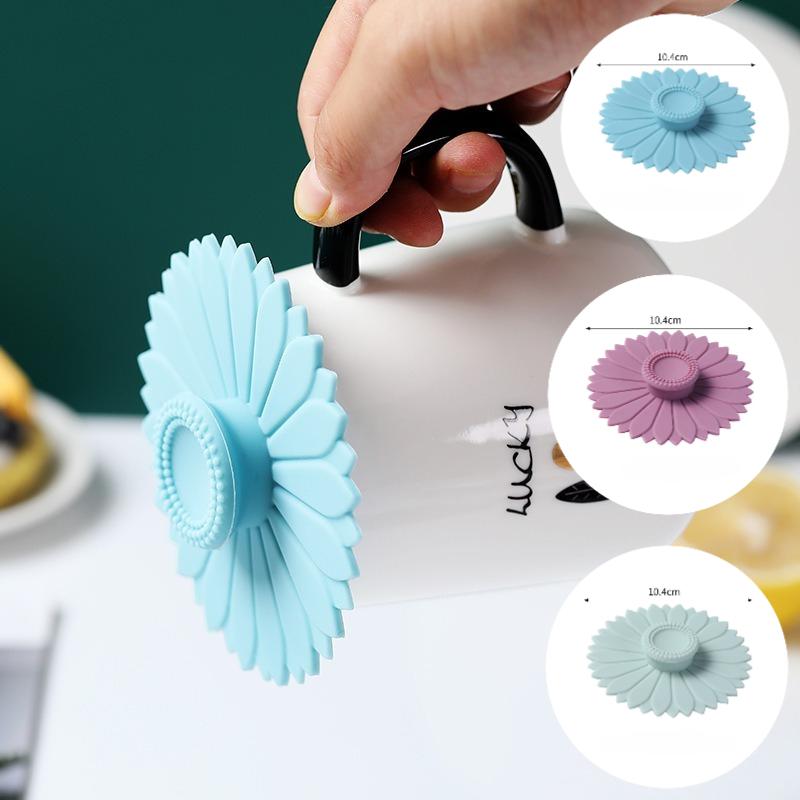 Silicone Sunflower Water Cup Lid Reusable Seamless Leakproof Cup Cover Dust-proof Sealed Coffee Mug Lids Glass Cup Lid
