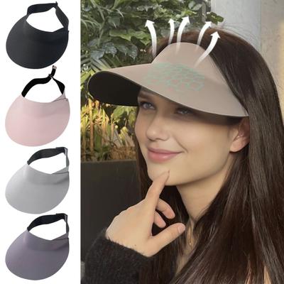 Sun Hat Wide Brim Empty Top Design Summer Beach Hat Sun Protection Thin Fabric Outdoor Sport Hat Headwear
