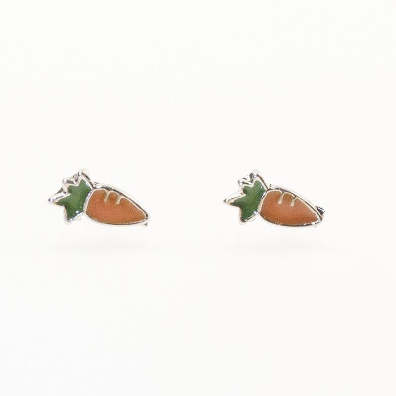 S925 silver needle Korean cute cartoon carrot stud earrings temperament simple small exquisite stud earrings girl heart