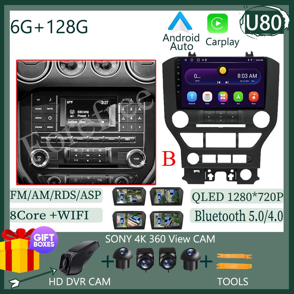 Android 14 For Ford Mustang 6 VI S550 2014 - 2025 Car Radio Multimedia Video Player Stereo Carplay Navigation GPS WIFI QLED DVD