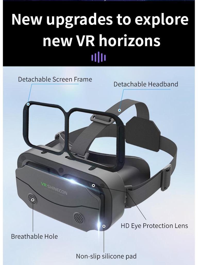 Qianhuan Magic Mirror 3D VR Glasses: Head-Mounted, Compatible with Large-Screen Mobile Phones for Movies & Games.