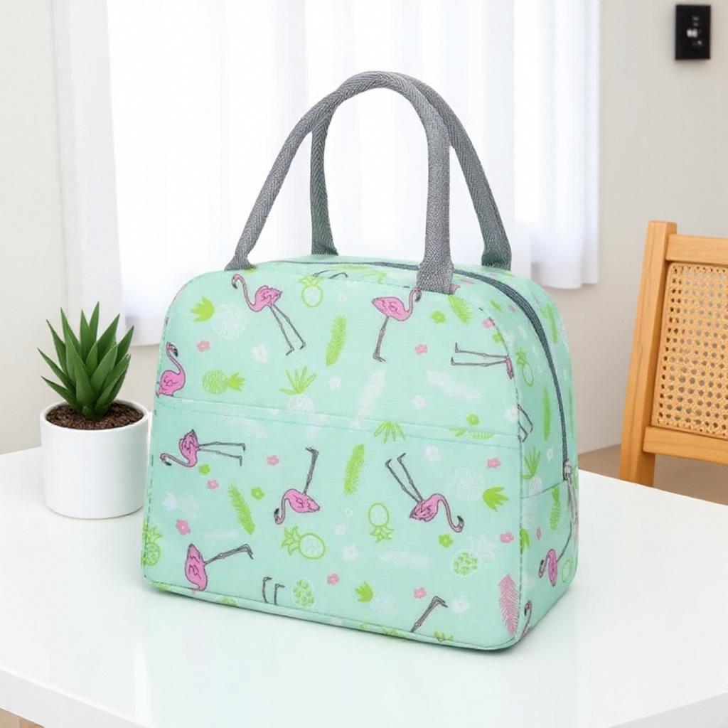 Functional Pattern Cooler Lunch Box Portable Insulated Canvas Thermal Food Picnic Bags for Women Kids