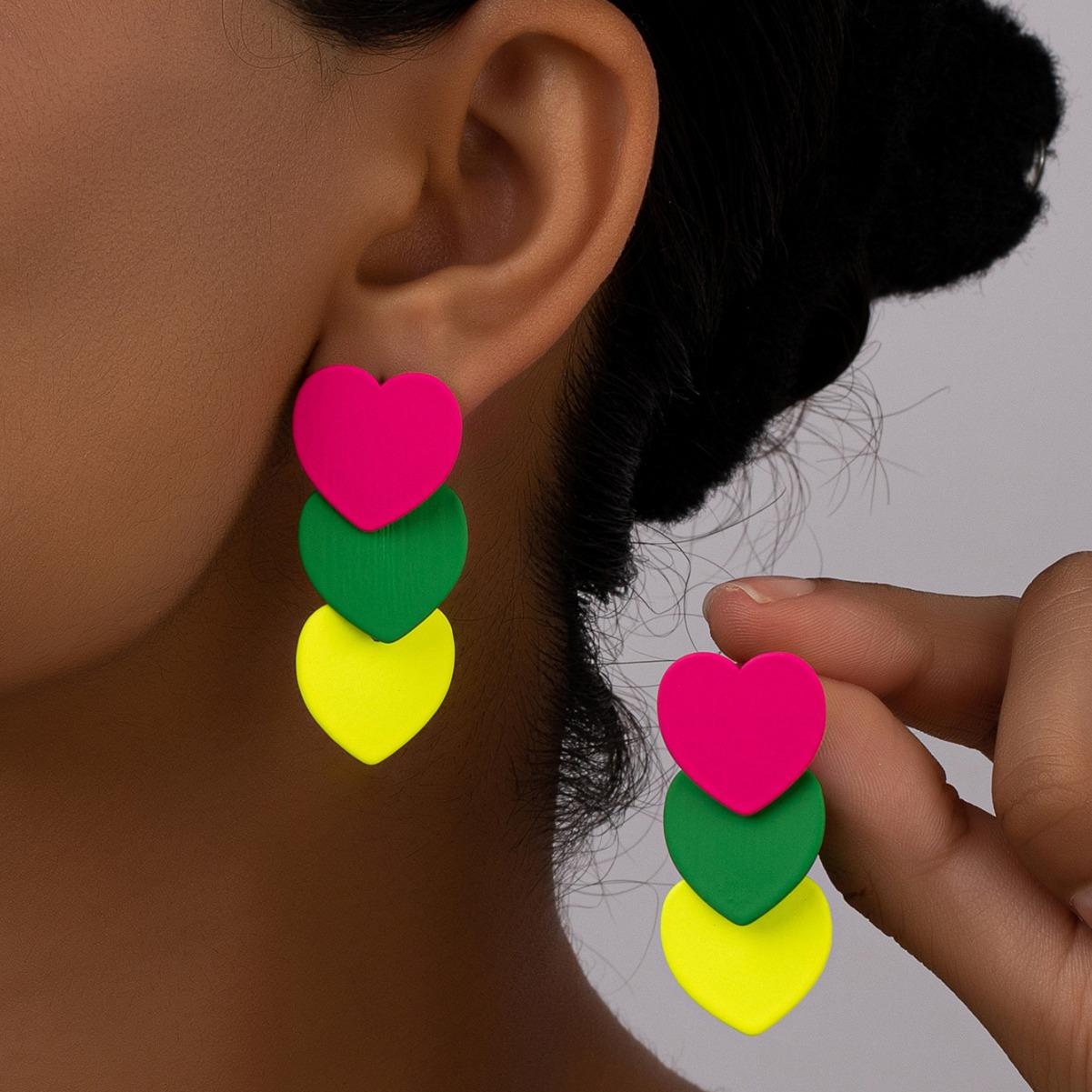 

Women s personalized heart-to-heart earrings різнокольоровий