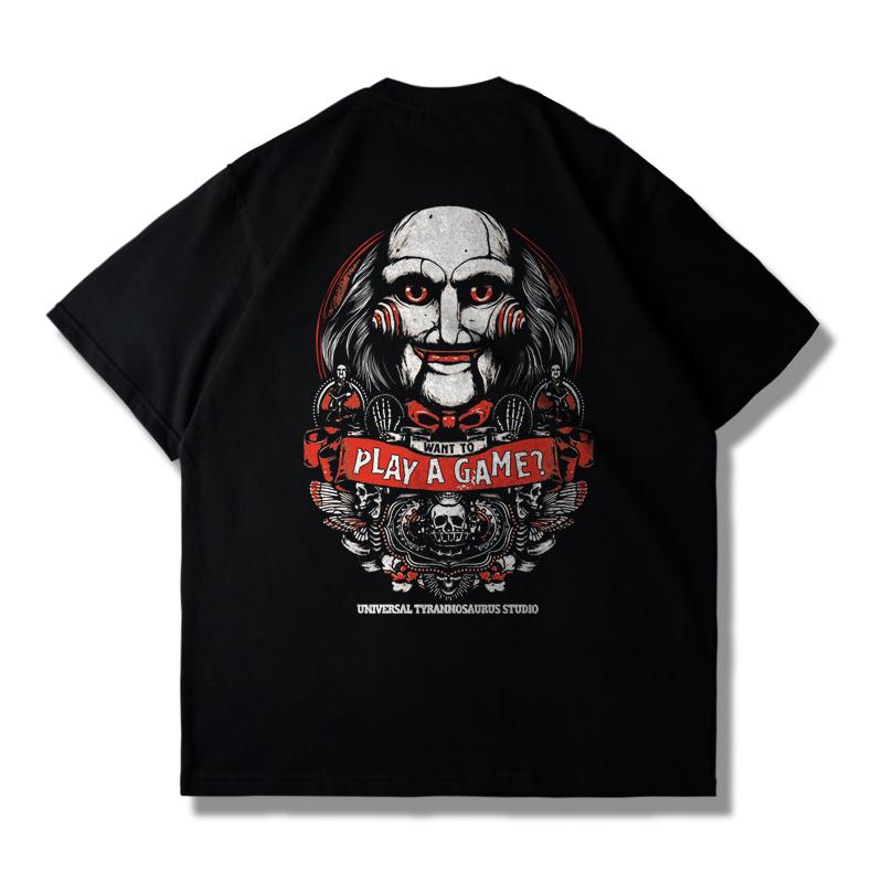 2025 Horror Movie Chainsaw Horror Billy Short Sleeve T-shirt Men's and Women's Clothing Pure Cotton High-quality Luxury Brand