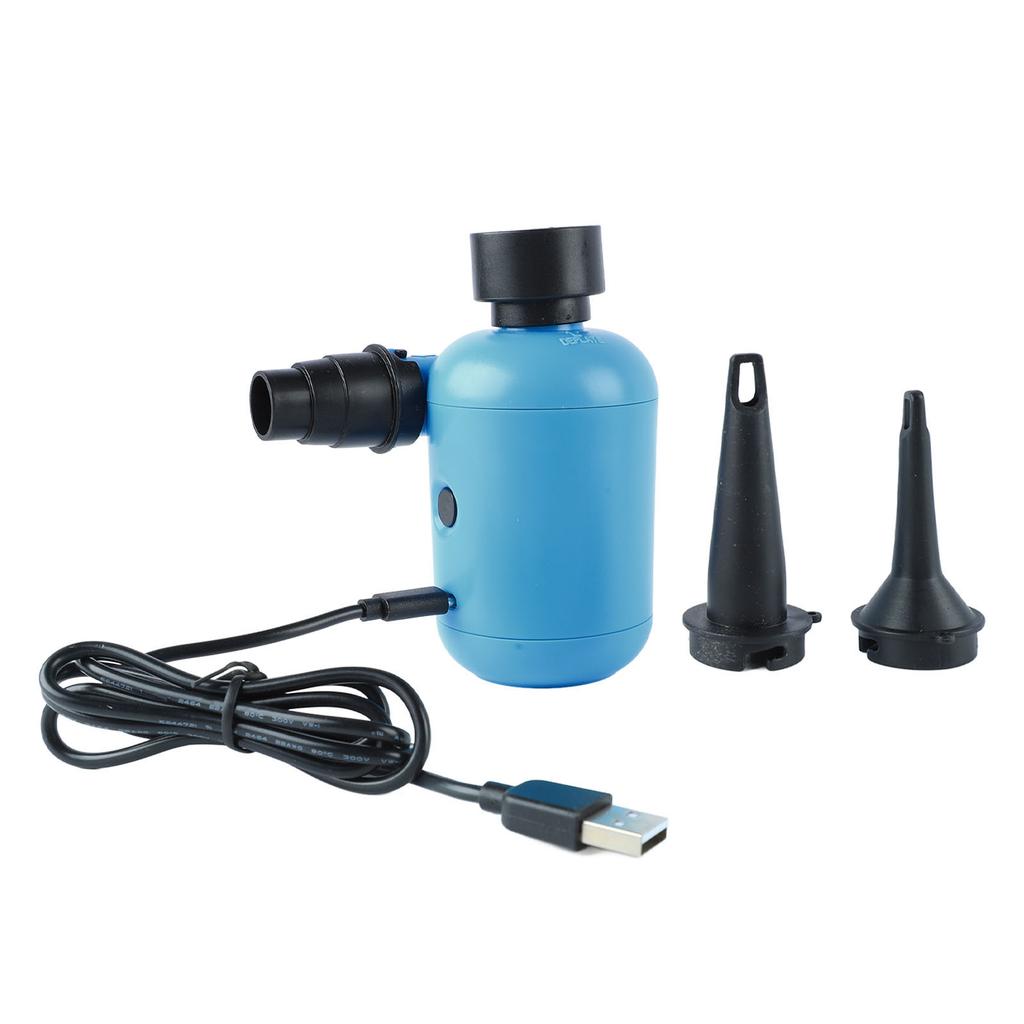 Electric Air Pump Portable Blue Inflator Deflator Pump Perfect for Outdoor Camping with USB Port