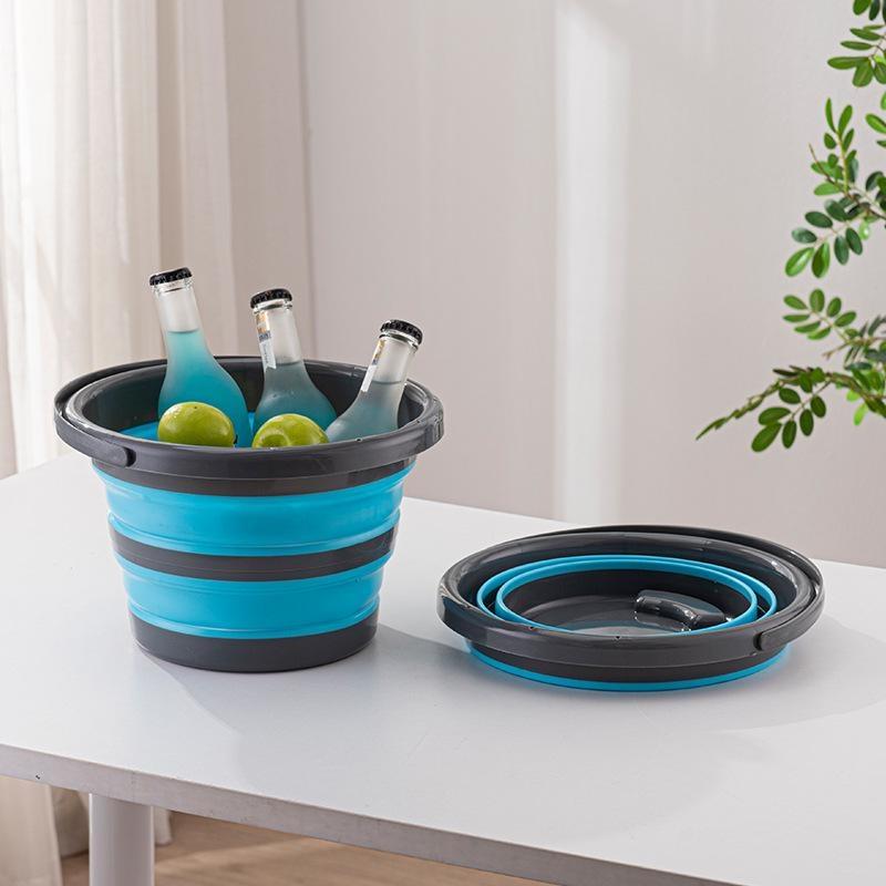 Seau Pliant Multifonctionnel 4L Seau Pliant Portable Camping Seau Pliant en Silicone Voyage Extérieur Lavage de Voiture Pêche