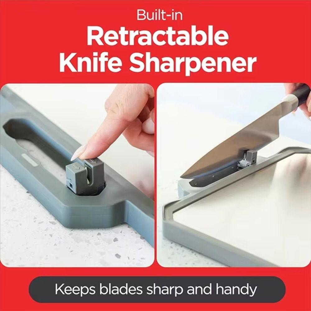 Double Sided Metal Cutting Board with Sharpener Chopping Mat Chopping Board  for Vegetables Fruits