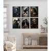 Poster Academie Întunecată Gotic Victorian Vânt Lună Corb Schelet Castel Liliac Retro Artă de Perete pe Pânză pentru Decorul Casei
