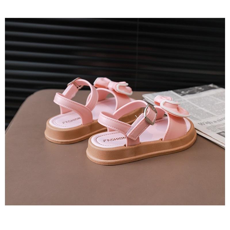 Children's Fashionable Sandals For Summer, Girls' Bow-shaped Princess Sandals. Student Outerwear With Velcro Sandals