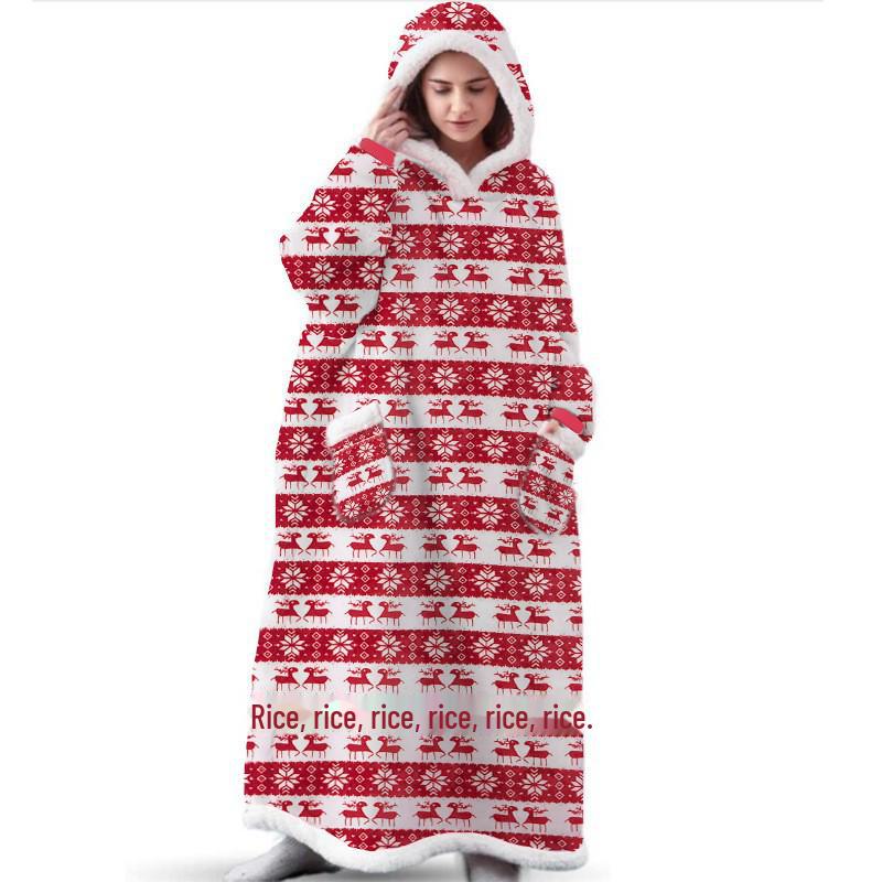 

«Уютное одеяло с капюшоном и принтом рождественского лося» One Size (120cm)