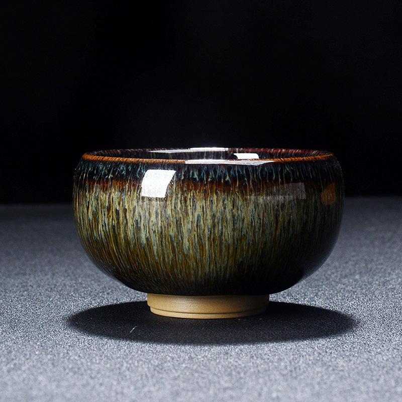 NEW Brushed Jianzhan Firewood Master Ceramic Kiln Large Tasting Tianmu Glaze Bowl Tea Douli Cup