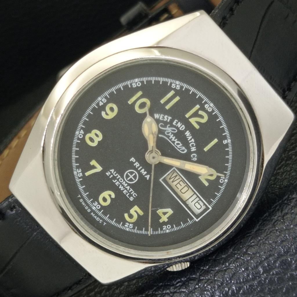 VINTAGE WEST END WATCH CO AUTOMATIC SWISS MENS BLACK COLOR DIAL WATCH a700150-5 R201-a700150