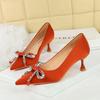Water Diamond Bow Pointed, Thin Heel, Silk Heel, Single Shoe, Wine Glass Heel, Women's Single Shoe