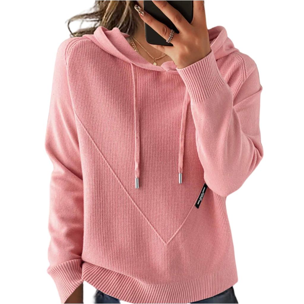 Fashionable Women's Knitted Sweater Lazy Style Loose Slim Hoodie Sweater