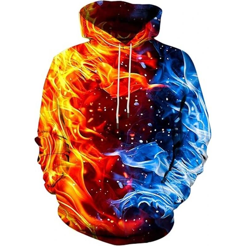 Men Colorful Vortex Cloud Galaxy 3D Full Print Hoodie Long Sleeve Casual Space Street Pullover Sweatshirt
