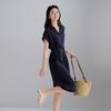 SOFSIL 2026 Summer Silk-Blend Lapel Shirt Dress