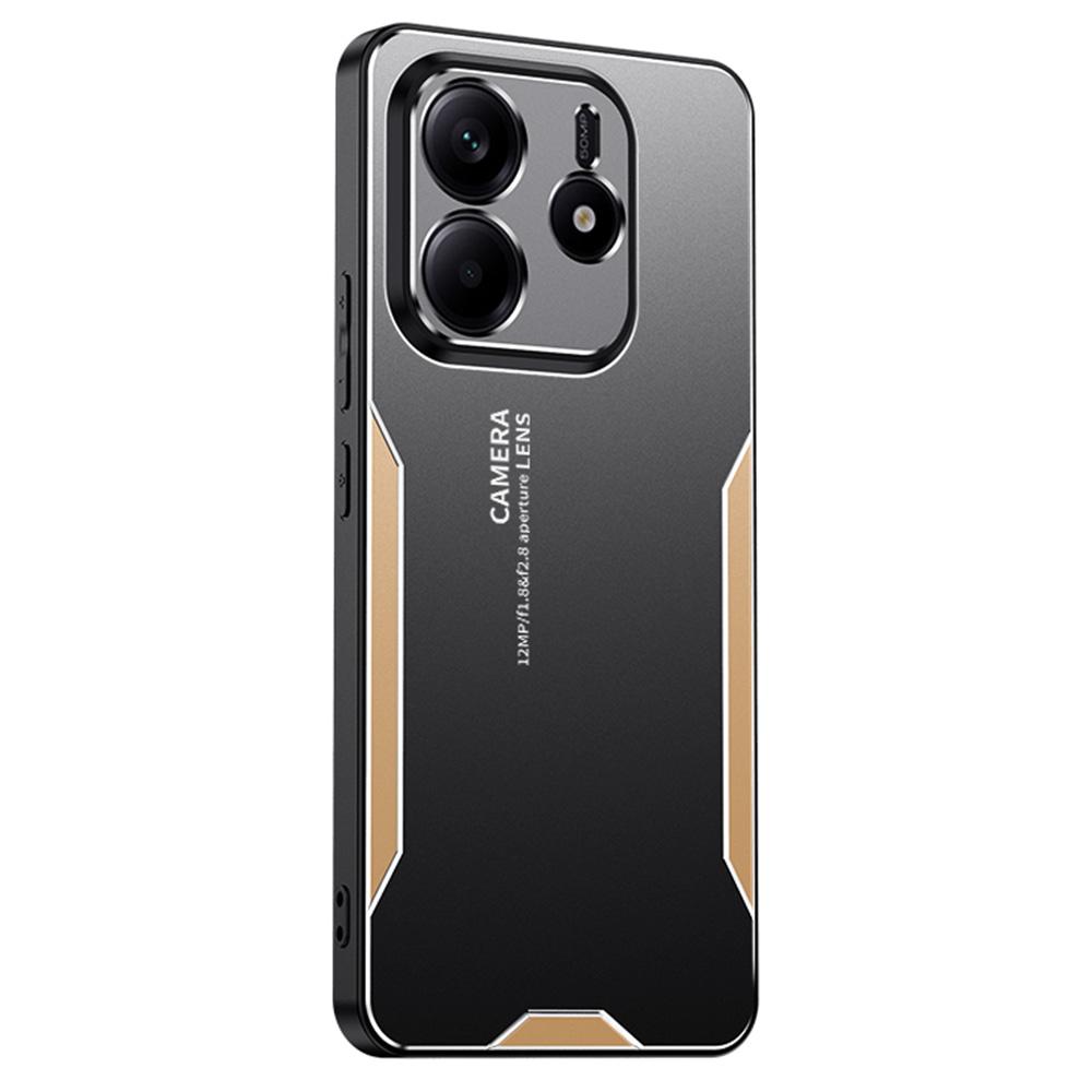 

Для Xiaomi Redmi Note 14 4G (163,25x76,55x8,16 мм) Чехол для телефона из алюминиевого сплава TPU PC задняя крышка Gold