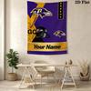 Name Custom Baltimore Ravens Logo Wall Tapestry Aesthetic Wall Hanging Printed Fabric Blanket Decorative Tapestries for Bedroom Living Room Home Decor