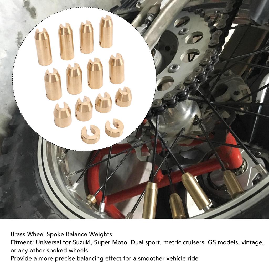 Brass Wheel Spoke Balance Weights Precise Design Wear Resistant Wheel Spoke Balance Weights Refill for Super Moto Dual Sport 14Pcs