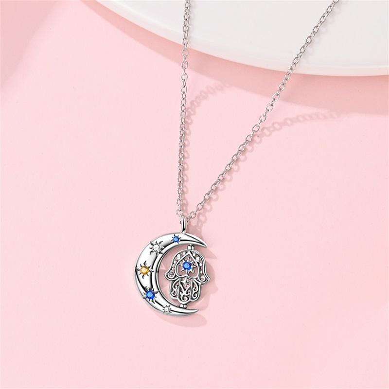 Necklace 925 Silver Cross Moonlight Guardian Dreamcatcher Necklace For Women Fashion Birthday Anniversary Jewelry Gifts