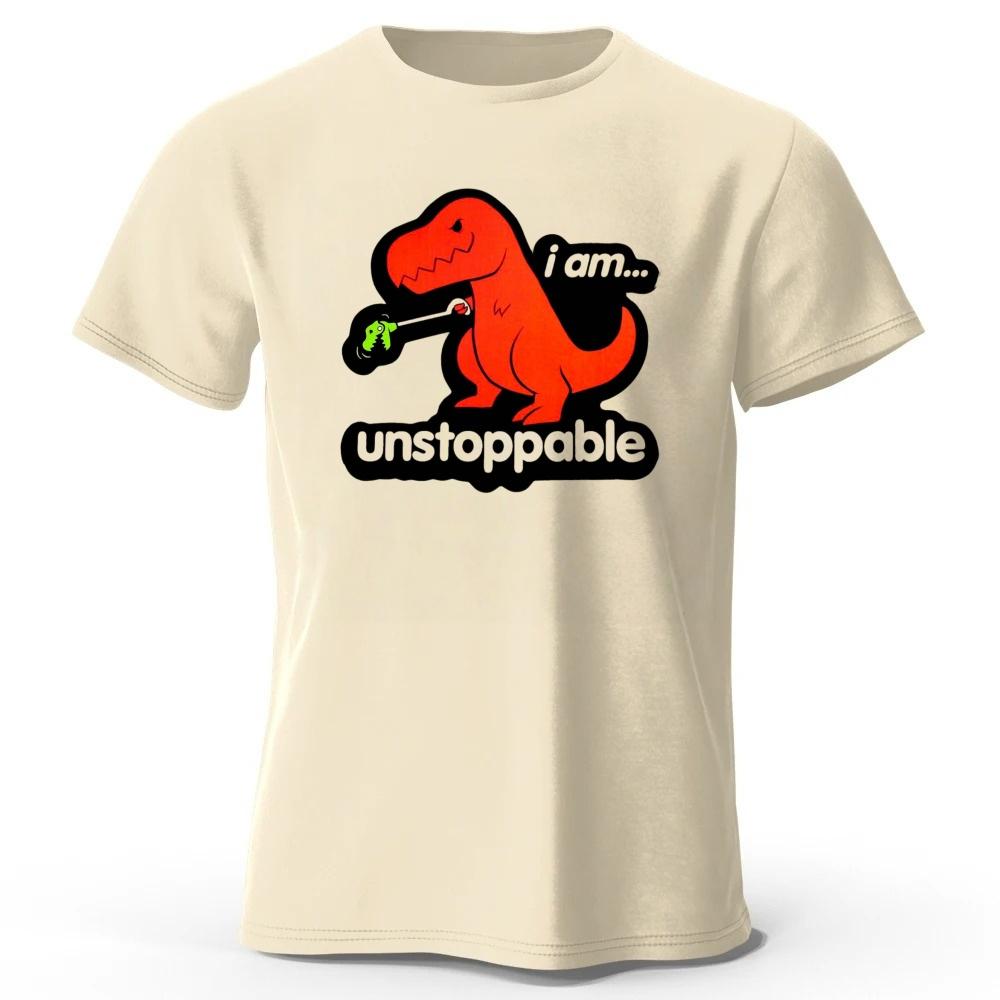 New Fun and Bizarre Tyrannosaurus Rex Pure Cotton Tshirt for MenWomen Loose Large Breathable Sports Short Sleeves Trendy Style