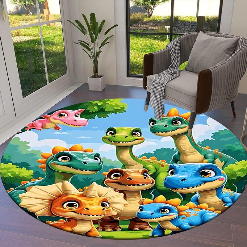 1PC Dinosaur Non-Slip Floor Round carpet, Office, family, bedroom, Large Area Rug Indoor Rugs,  Durable PolyesterH0384