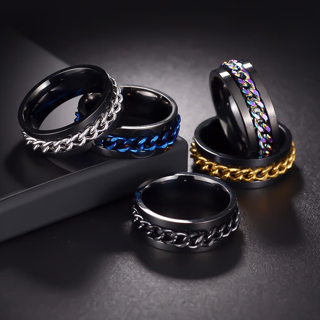 Men's Titanium Steel Spinning Ring Rotatable Stress Relief Jewelry Multifunctional Bottle Opener Ring