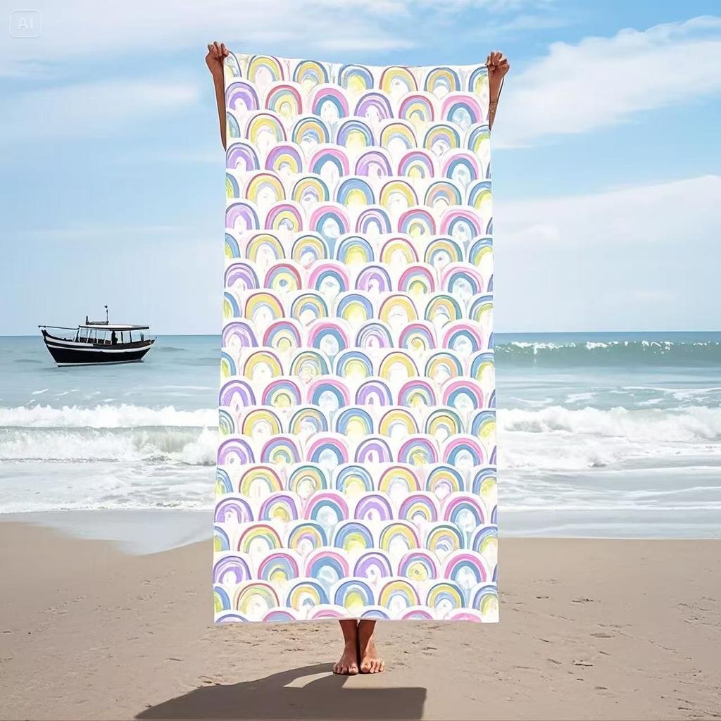 Neon Flower Peace Sign Love BFF Polyester Beach Towel Quick Dry Sand Free Bath Towel for Summer Pool Travel BFF Gift