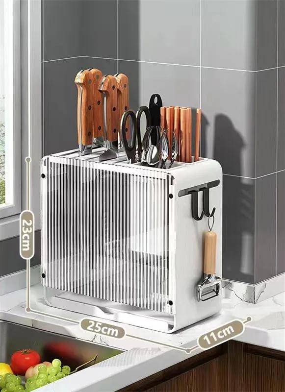 Knife Holder Multi-function Utensil Stand Knife Block Drainer Storage Box Spoon Fork Kitchen Organizer Rack for Cutlery Utensil