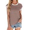 Women's Fashion Casual Basic Striped Textured Round Neck T-shirt Vest Top