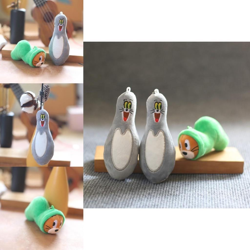 Adorable Cute Cat And Mouse Plush Toy Keychain Soft Jerry Tom Bag Charm