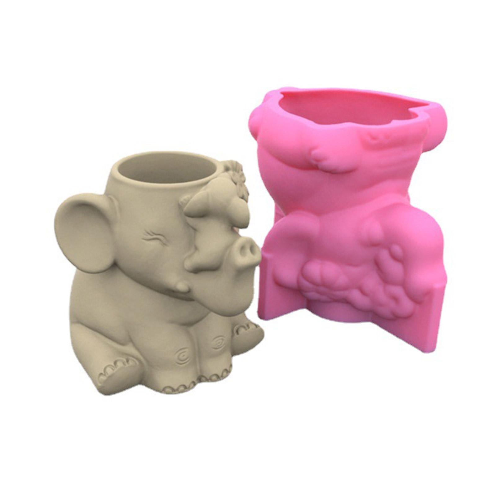 Elephant Planter Silicone Mold Flower Pot Concrete Mold Animal Statue Cement Gypsum Mold Flower Vase Epoxy Casting Mold 1