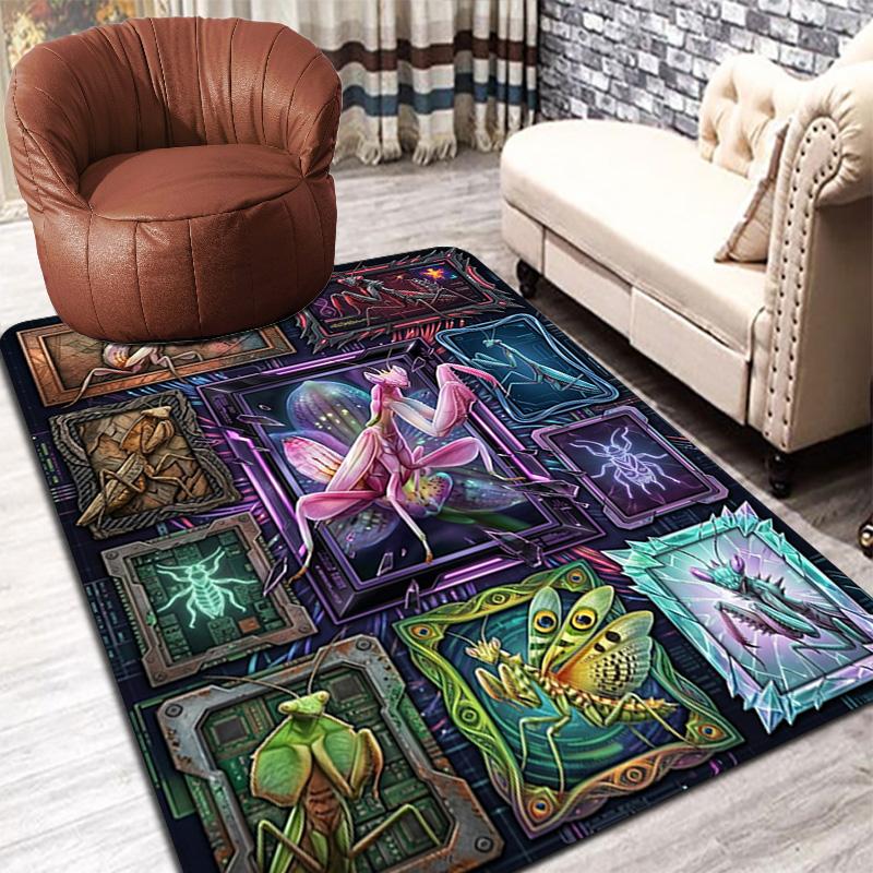 Mantis Evolution Pattern Rug Floor Mat for Living Room or Bedroom Soft and Comfortable Carpet a Gift for Birthday and Holiday.