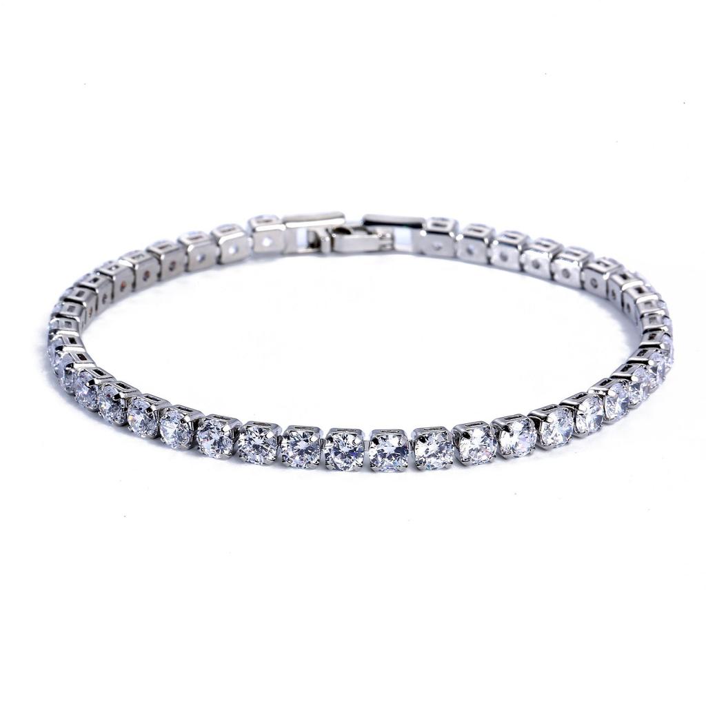 2022 New Fashion Free Shipping Copper Alloy Gold Plated 4MM Cubic Zirconia CZ Diamond Charm Tennis Bracelet for Women