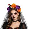 Floral Halloween Skull Hair Hoop Artificial Flower Festive Costume Headwear  Cosplay Events