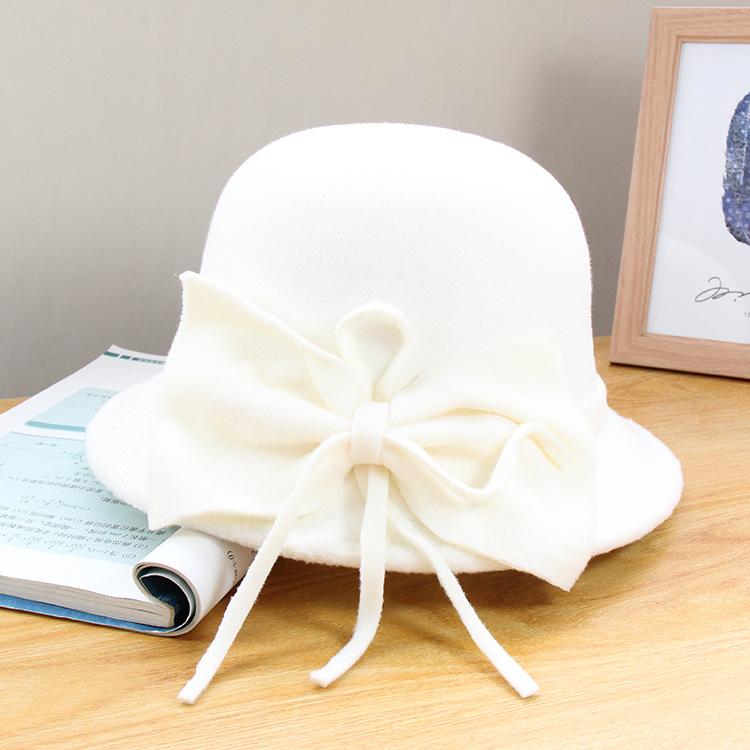 

Korean Version Of Autumn And Winter New Fashion Fringed Big Bow Woolen Top Hat Women S Fashion Versatile Dome Hat Adjustable