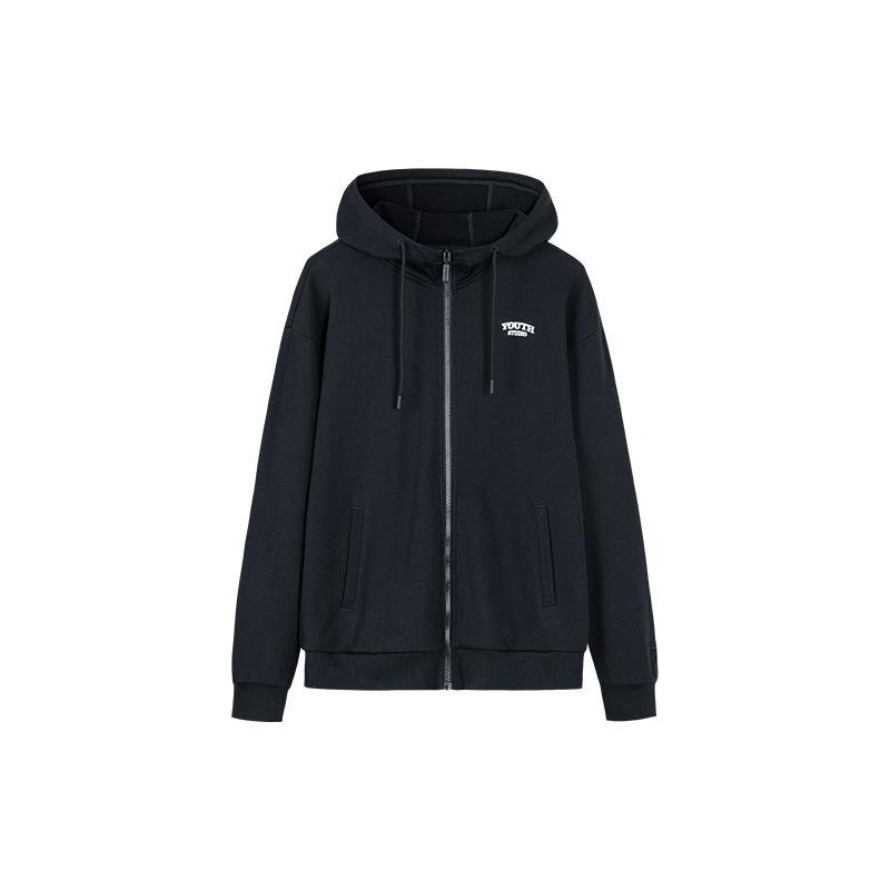 ANTA Life Collection Sweatshirts Unisex Black Hooded Moderate Cardigan 952238719-4 XXXL